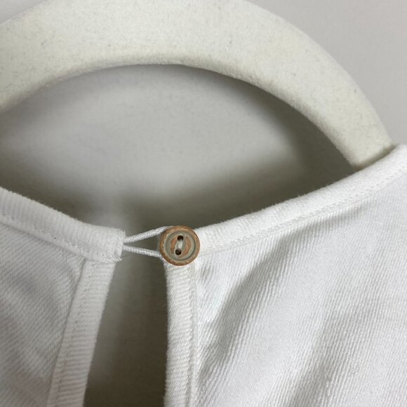 Saylor Harriette Denim Ruffle Top Shirt Short Sleeves Womens Medium White - Picture 7 of 8